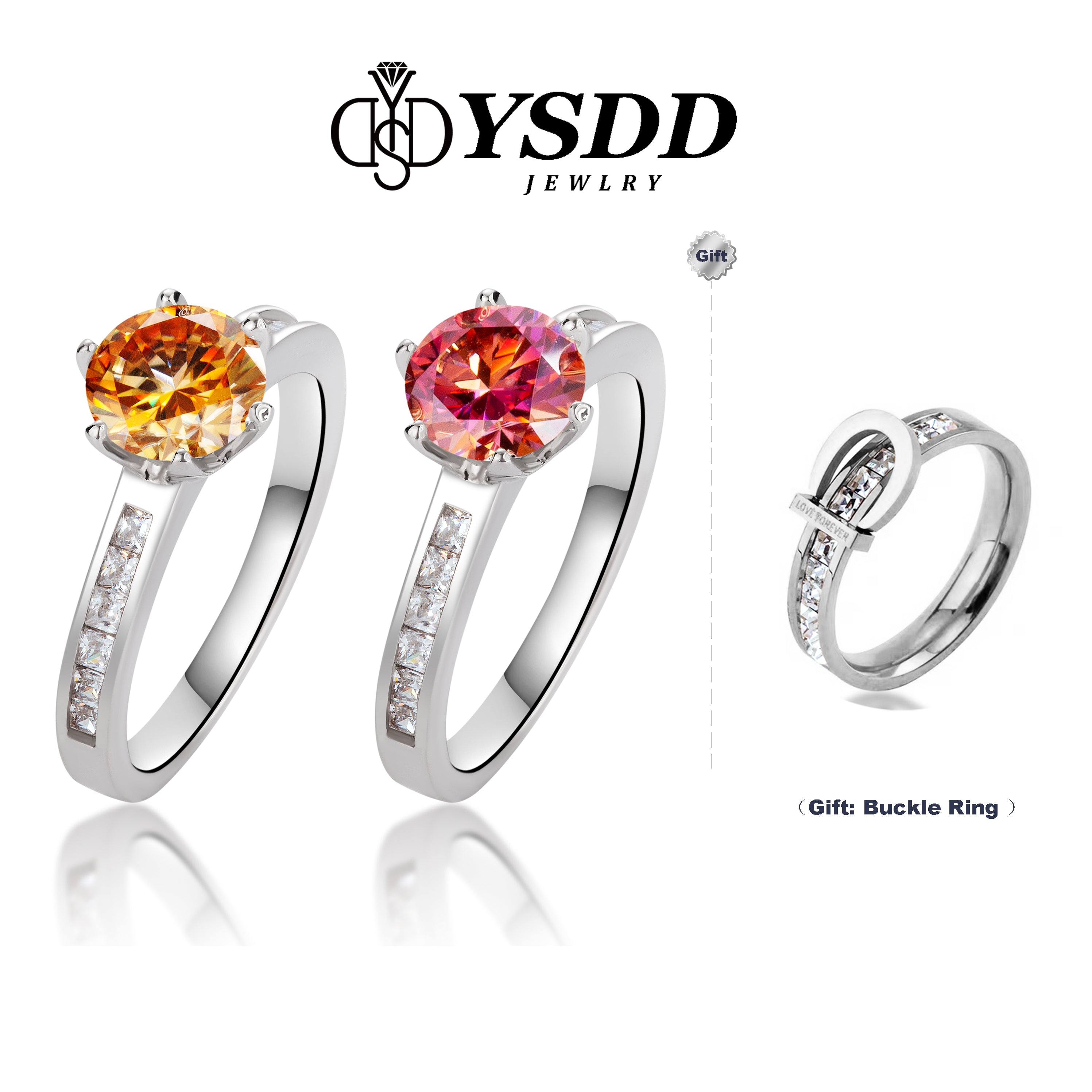 173 Promotion】1ct Colored Moissanite Rings In S925 Ysddandco