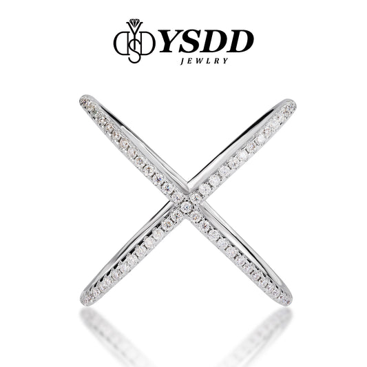 【#202 X Band】Moissanite Stacking Band in 925 Sterling Silver