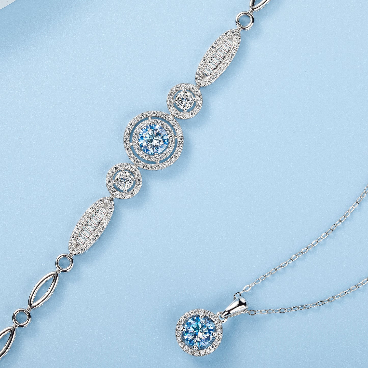 【Necklace Earrings Bracelet】 Sterling Silver 925 Moissanite Jewelry