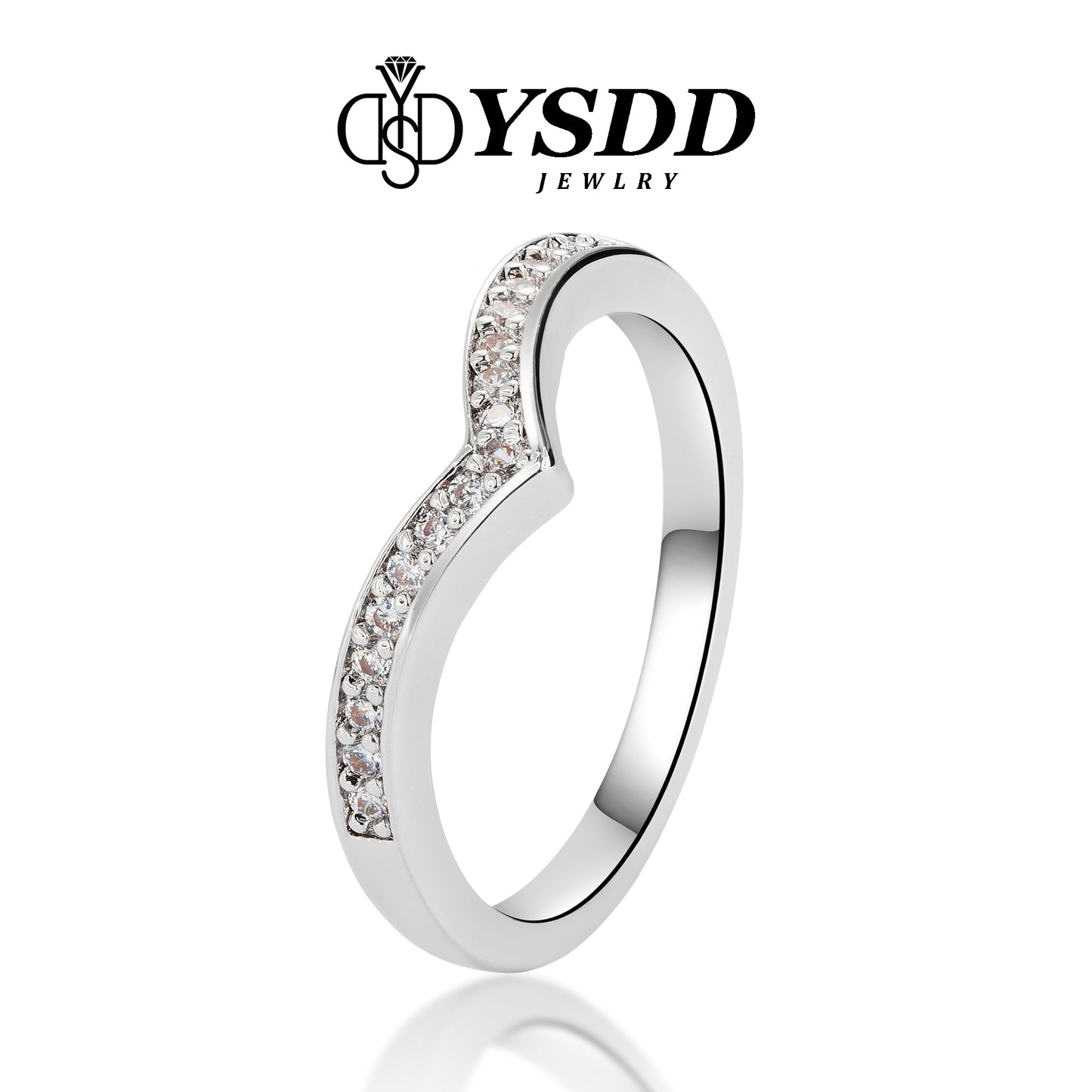 【#60 V-shape】925 Sterling Silver Moissanite Rings
