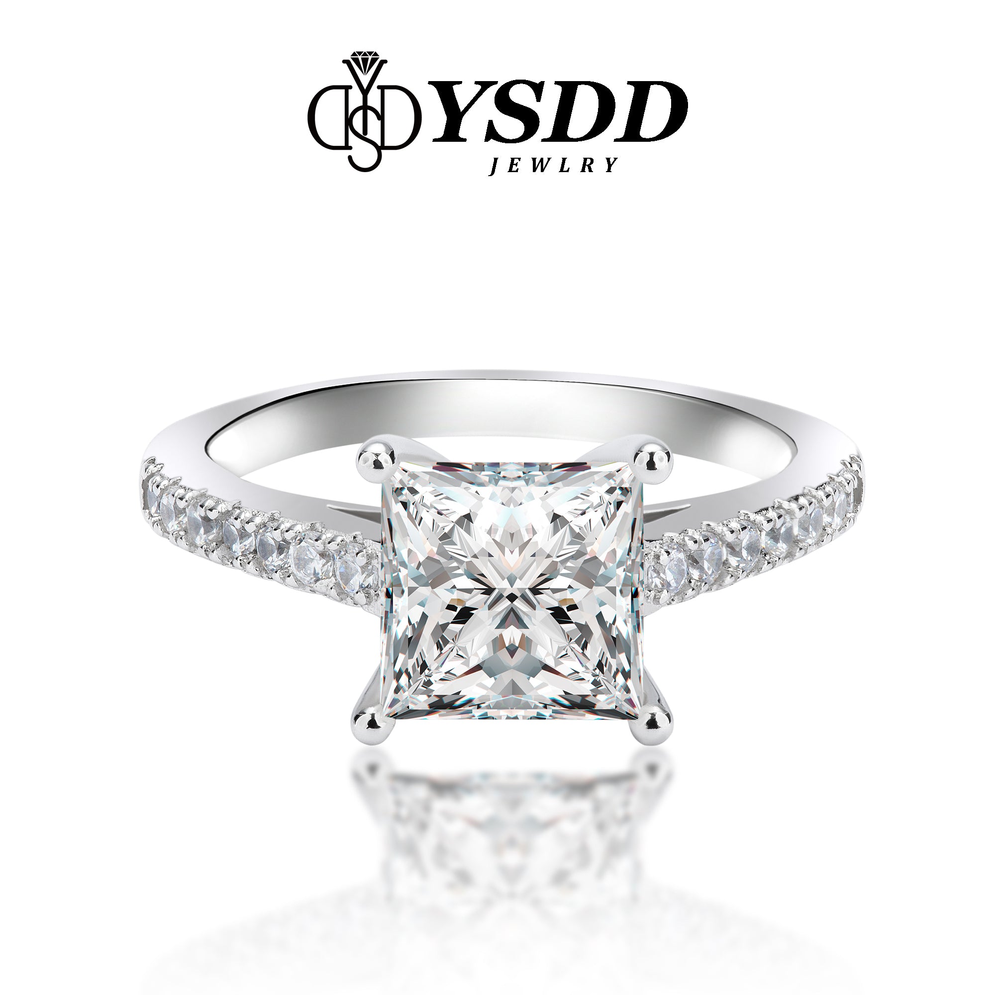 46】925 Sterling Silver Princess Cut Moissanite Rings – YSDD&Co.