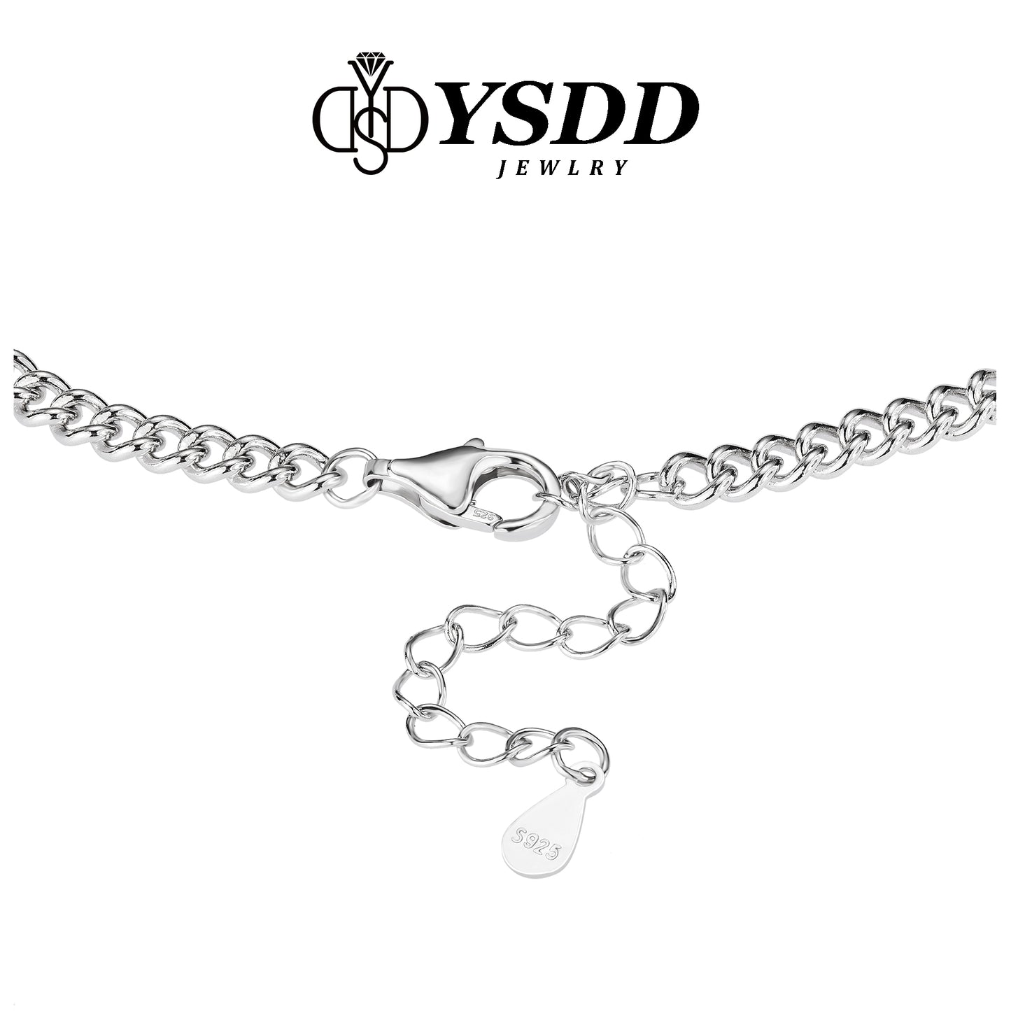 【#174 New Arrival】2CT Princess Cut Solitaire Moissanite Chain Bracelet in 925 Sterling Silver