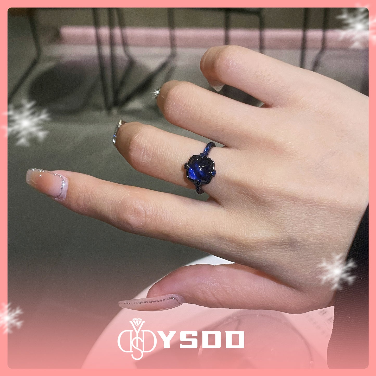 【#137】4CT Synthetic Sapphire 925 Sterling Silver Rings