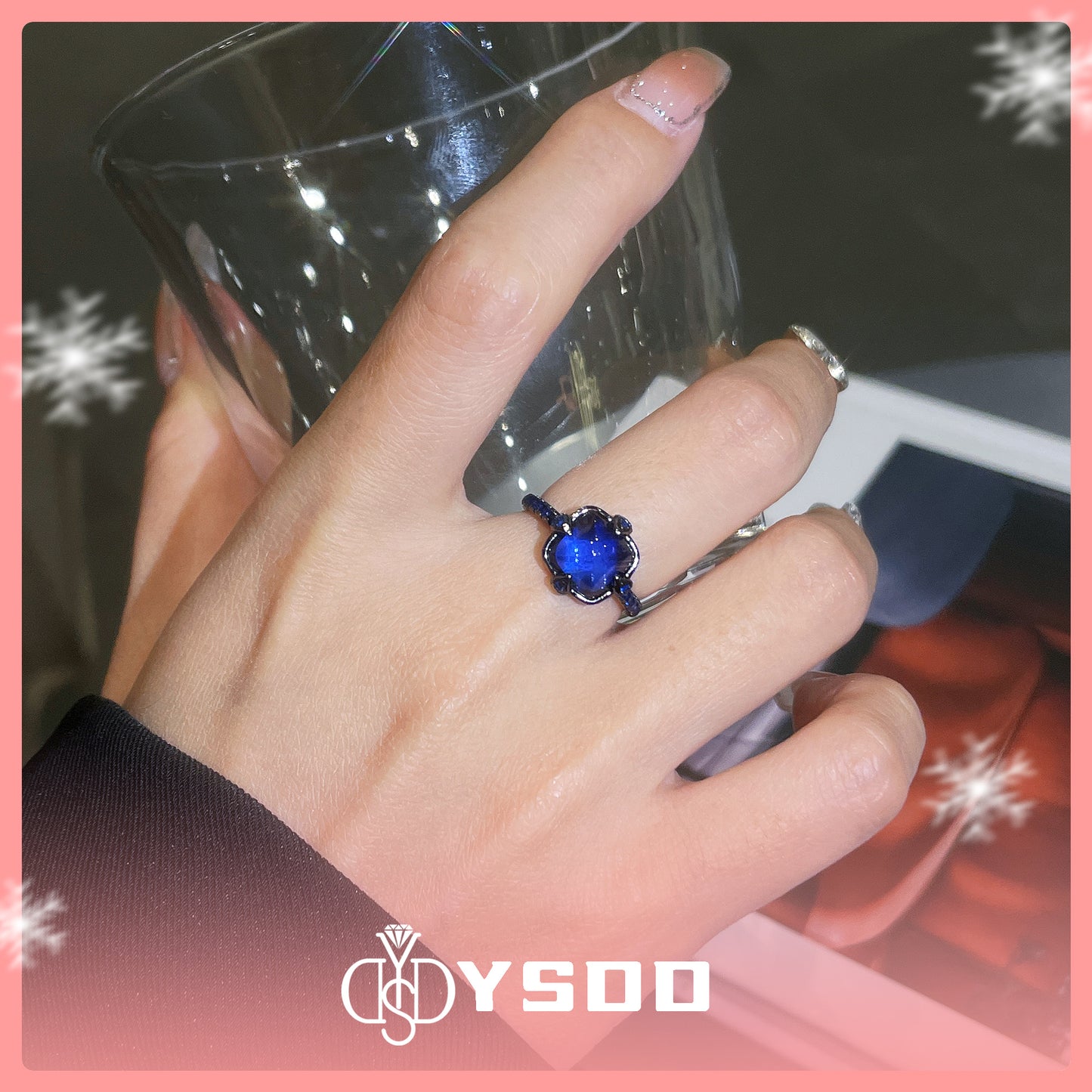【#137】4CT Synthetic Sapphire 925 Sterling Silver Rings